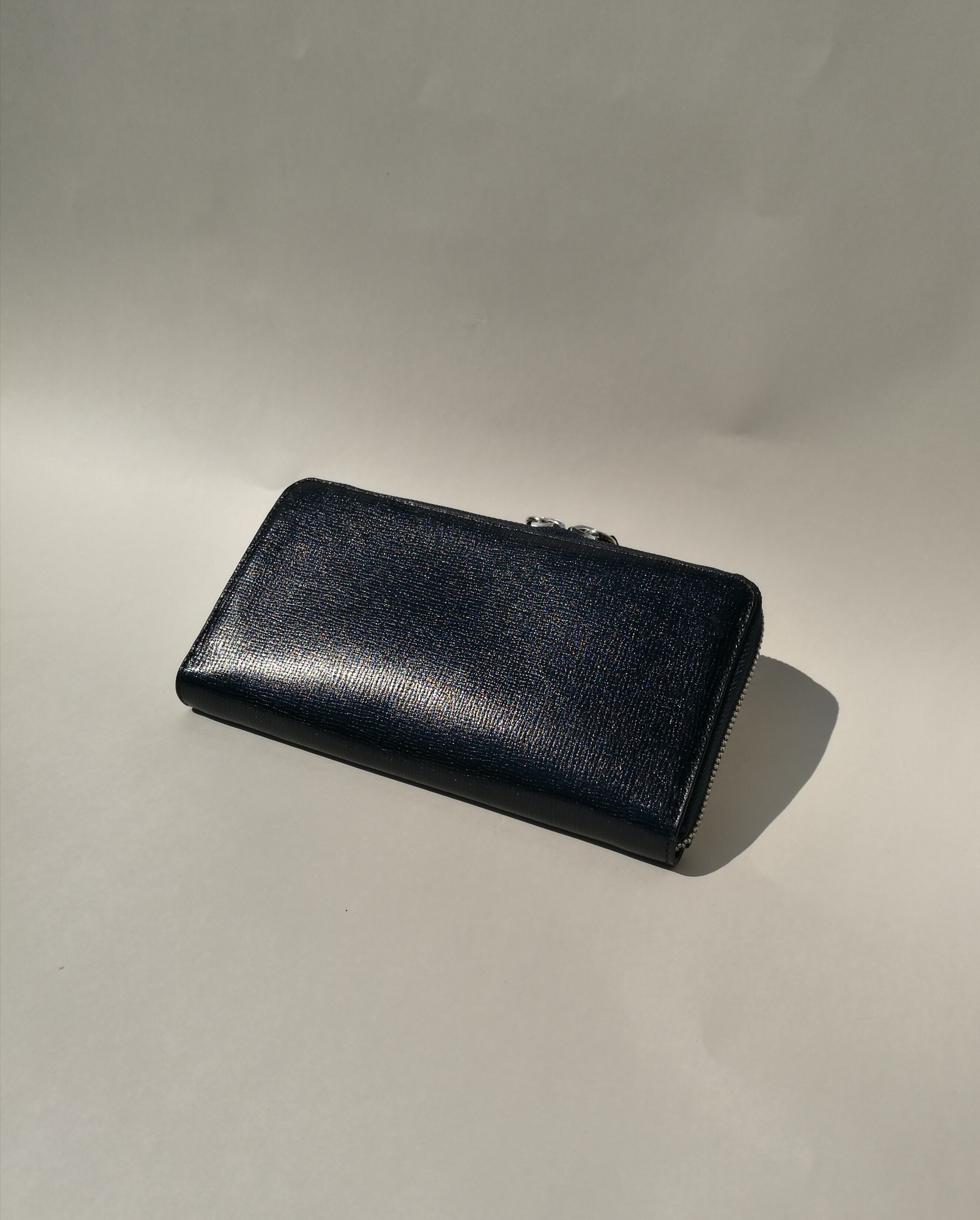Mens round zip wallet(navy blue)